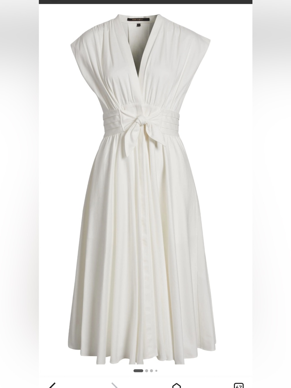KOBI HALPERIN TIE WAIST MIDI DRESS COLOR WHITE SIZE M NWT